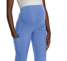 Landau Women  s 3 Pocket Maternity Scrub Pants L Regular Ceil Blue Style 9399