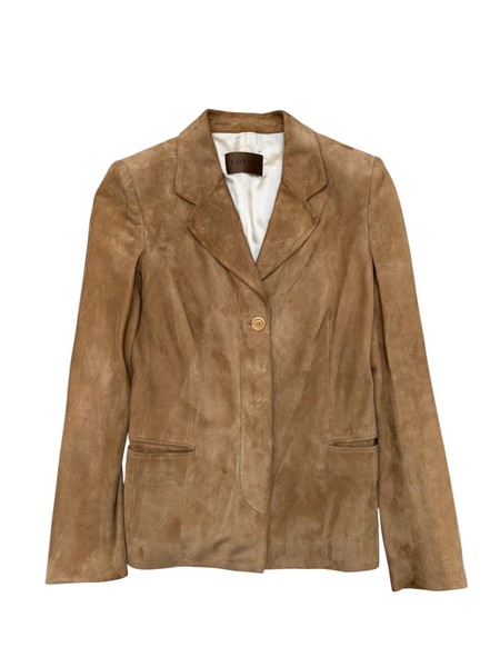 LOEWE Vintage Camel Lambskin Suede Blazer 1990s 2000s Small 34