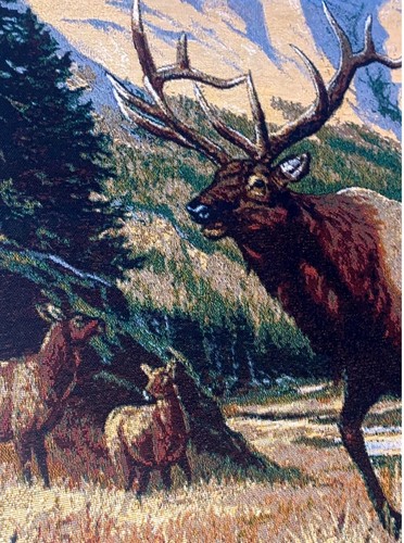 Linda Picken Elk Tapestry Wall Hanging Cabin Decor Mountain Art - Picture 2 of 10