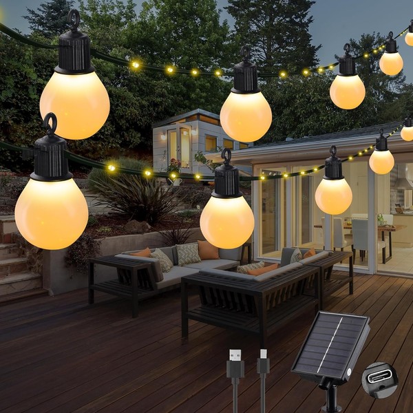 Guirnaldas de Luces Exterior Solar, ?Carga USB? 10M 100 LED Cadena de Luz