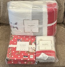 NEW Pottery Barn Teen Dr. Seuss The Grinch Twin Quilt Sham Red Cotton Sheet Set