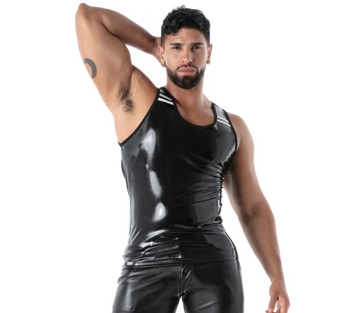 TOF PARIS Tank Top 100% Latex Second-Skin Sleeveless Black Datex T1