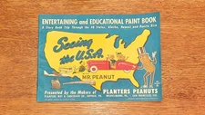 Vintage 1950 SEEING THE U.S.A. Activity Paint Book with Mr Peanut Unused