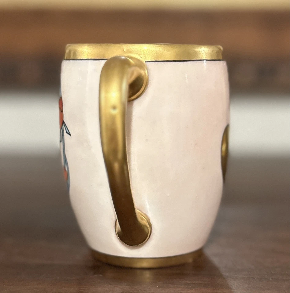 ANTIGUA TAZA T&V Limoges Francia Porcelana Infantil Dorado Mango Foto 3 de 4