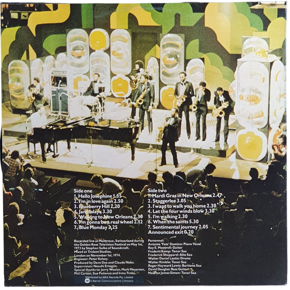 Vtg HELLO JOSEPHINE Fats Domino Live Montreux Vinyl 1974 Atlantic Aus 33 Rpm 12" - Image 3 of 4