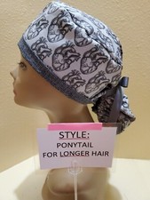 Anatomical Hearts grey Women's Ponytail Surgical Scrub Hat/Cap Handmade