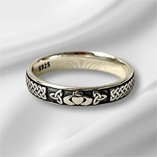 925 Sterling Silver Irish Celtic Claddagh Ring Band Size 5-10
