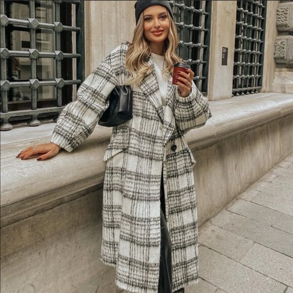 Plaid sale coat zara