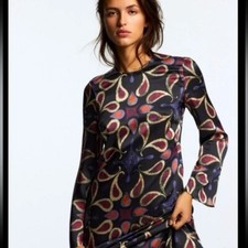 ZARA WOMEN PRINTED Midi Maxi DRESS  S 8 10 Paisley Multicoloured Rrp £70