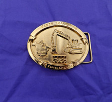 Case Belt Buckle Excavator Gold Plated Fine Pewter 1990 Parts Trade Fair KCMO 90