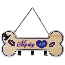 Pets First NFL Wooden Key Hanger Bone Shape Wall Signs with Hooks, Rope & Clip