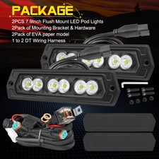 2x 8inch Flush Mount Cree Led Work Light Bar Pods Fog Offroad Driving Wiring Kit 2x 8inch Flush Mount Cree Led Work Light Bar Pods Fog Offroad Driving Wiring Kit