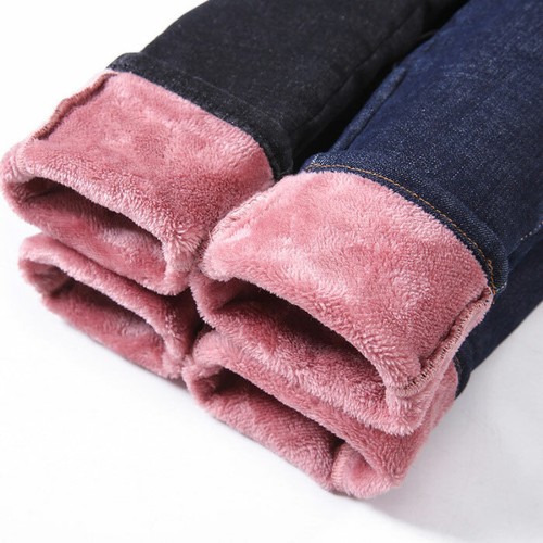 Women's Winter Jeans Pants Skinny Leggings Thick Fleece Lined Warm Trousers Gift - Picture 3 of 14