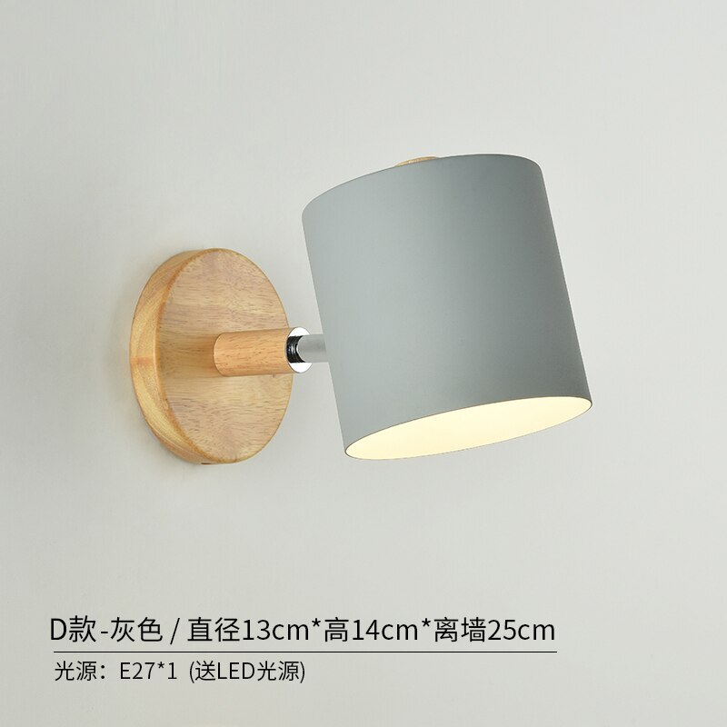 Nordic Wall Lamp – Indoor Bedside Sconce, Iron Painted, E27 Base, Down Shade
