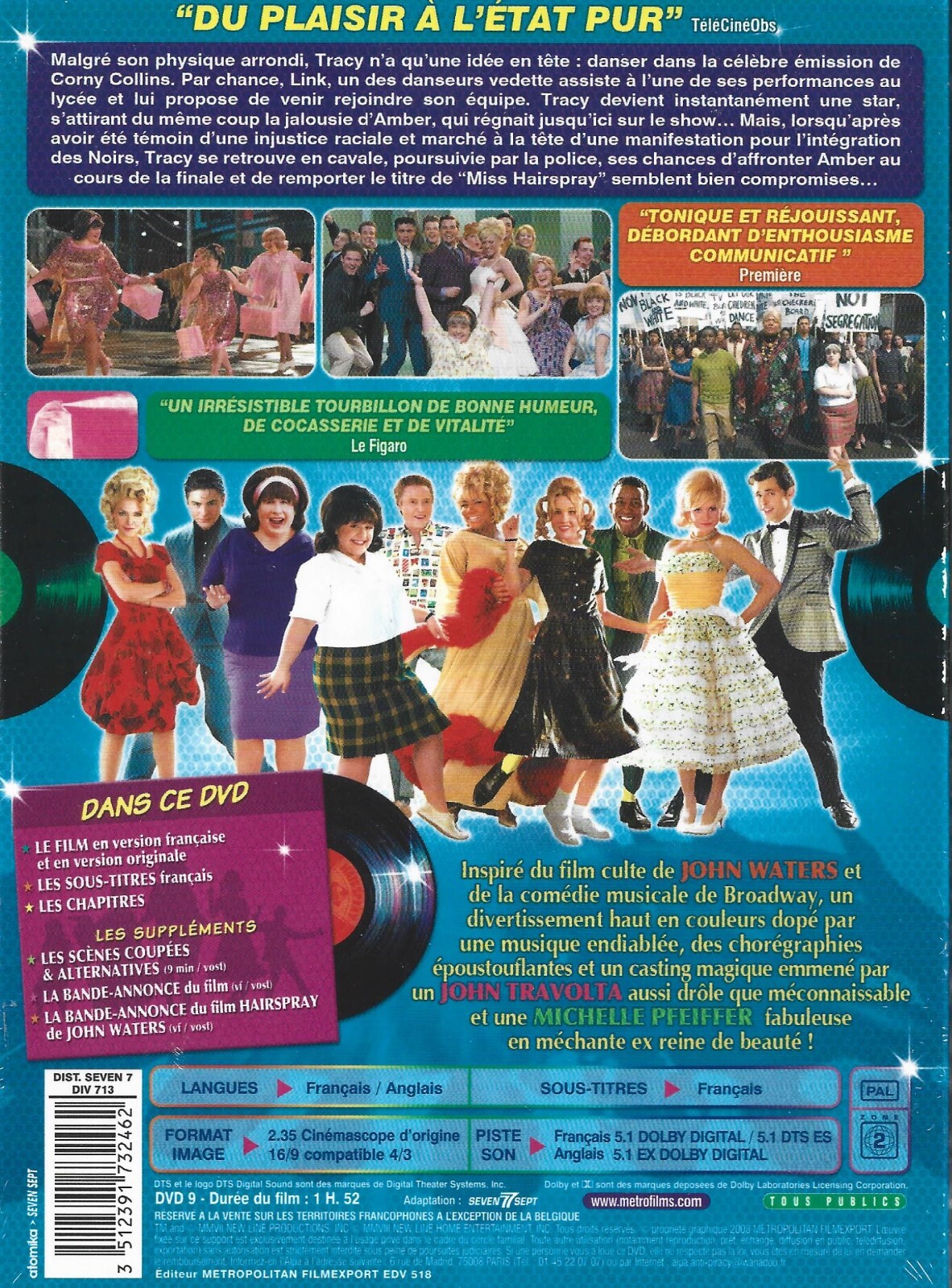 Hairspray John Travolta Michelle Pfeiffer Christopher Walken Neuf sous