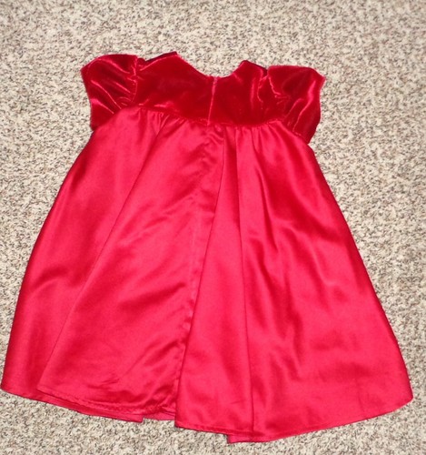 George Toddler Girls Red Satin Velvet Dress Short Sleeve 18 Months - Picture 4 of 4
