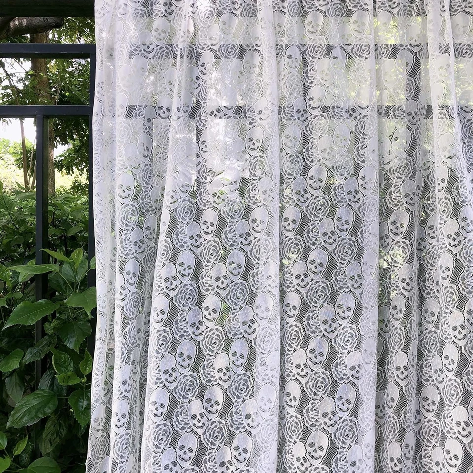White Lace Fabric, Soft and Durable Lace Fabric by the Yard, 59 X 72 Inches Skul - Image 4 of 4