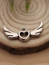 Winged Hearts Angel Wings Pendant Charm For Necklace Jewelry Crafts Making
