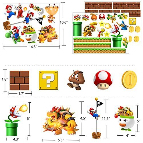Super Mario Brothers Wandtattoos Build a Scene Wandaufkleber Schälen und Kleben Vakuum - Bild 2 von 7