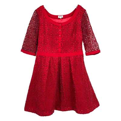 ALICE by Temperley Red Eyelet Overlay Mini Dress | Size 12 | eBay