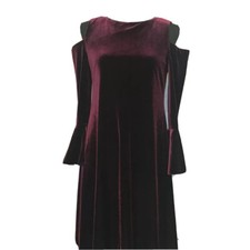 Lauren Ralph Lauren Womens Dress Burgundy Velvet Cold Shoulder Long Sleeve 6