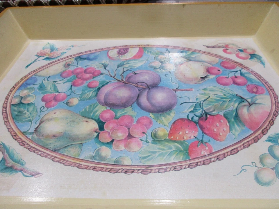 Home Essentials Thailand Yellow Wood Serving Tray Handles 17 1/2" x 13 Vintage - Image 2 of 4