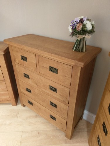 Oakvale Oak Chest of Drawers 5 Drawer Chest of Drawers Large Chest of Drawers - Picture 7 of 24