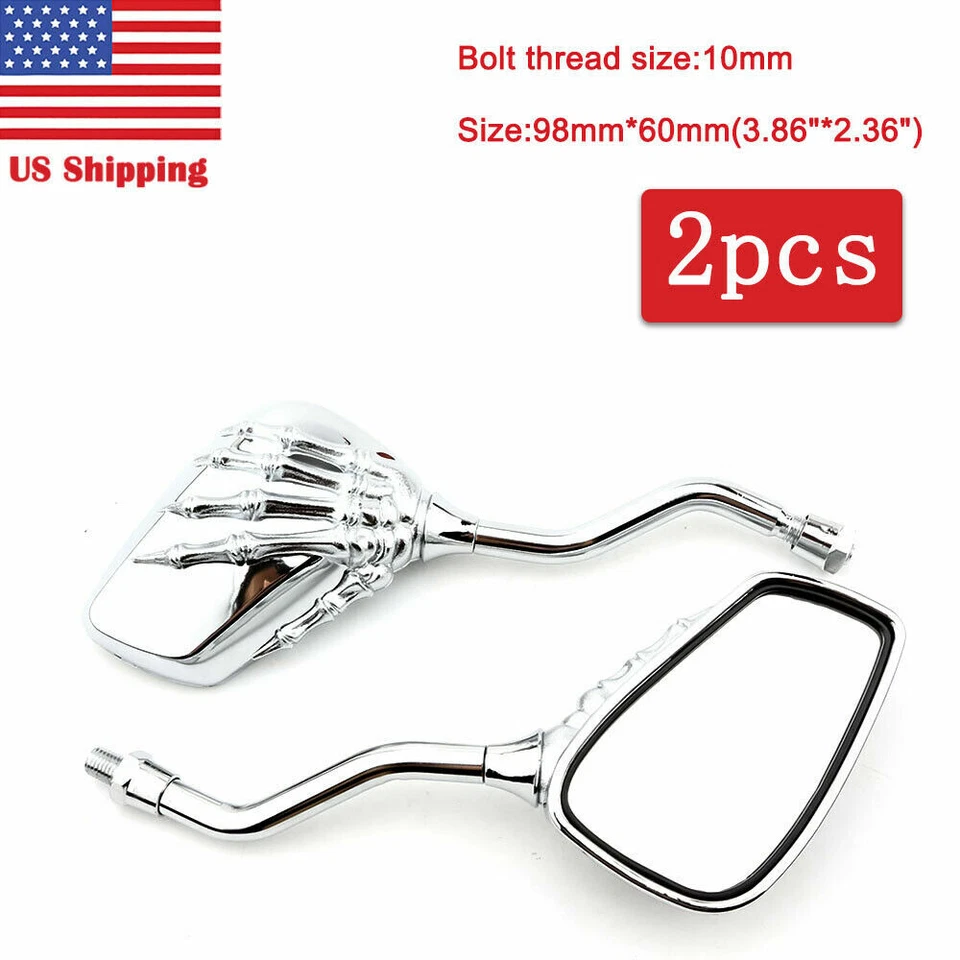 Хромированные зеркала заднего вида с черепом для Honda Shadow VLX 600 VT600C VT600CD Deluxe - Изображение 2 из 4