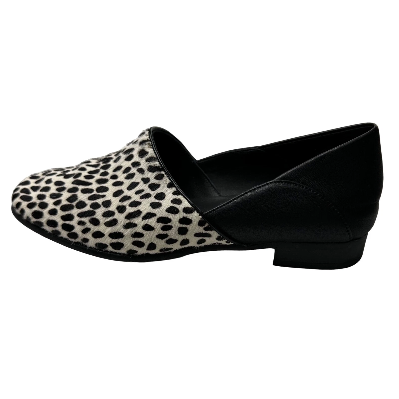 Piatti piatti Clarks Pure Tone taglia 6 5M 37 EU pelle nera leopardo delle nevi mandorle punta