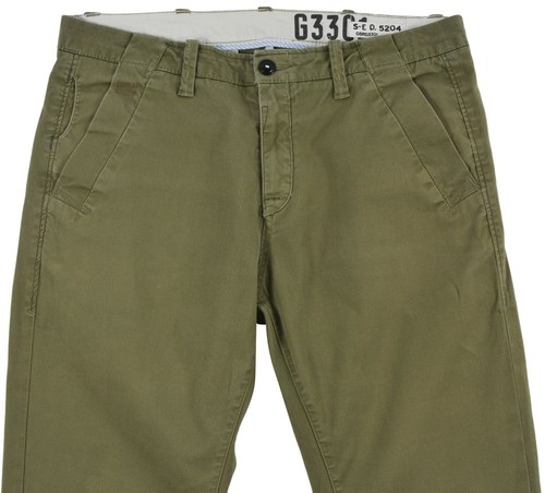 Pantalones de mezclilla para hombre G-Star chinos informales verdes algodón bolsillo botón cremallera talla 27/32 - Imagen 2 de 9