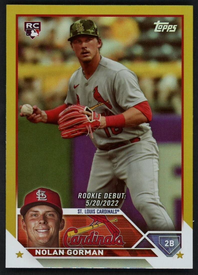 2023 Topps Update Series Nolan Gorman #US212 ROOKIE Debut Gold Foil