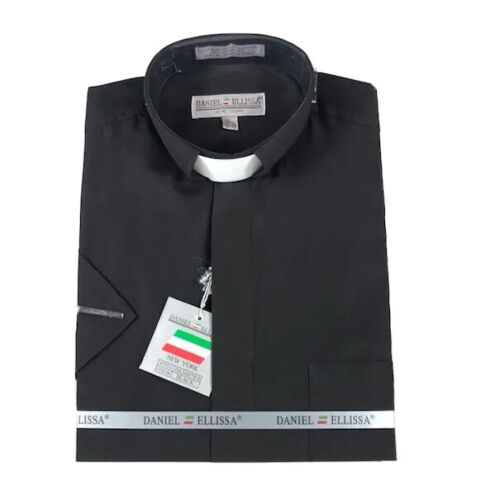 Camicia da uomo Daniel Ellissa nera clero bianca tacco maniche corte taglie 14,5 - 22,5 - Foto 4 di 4