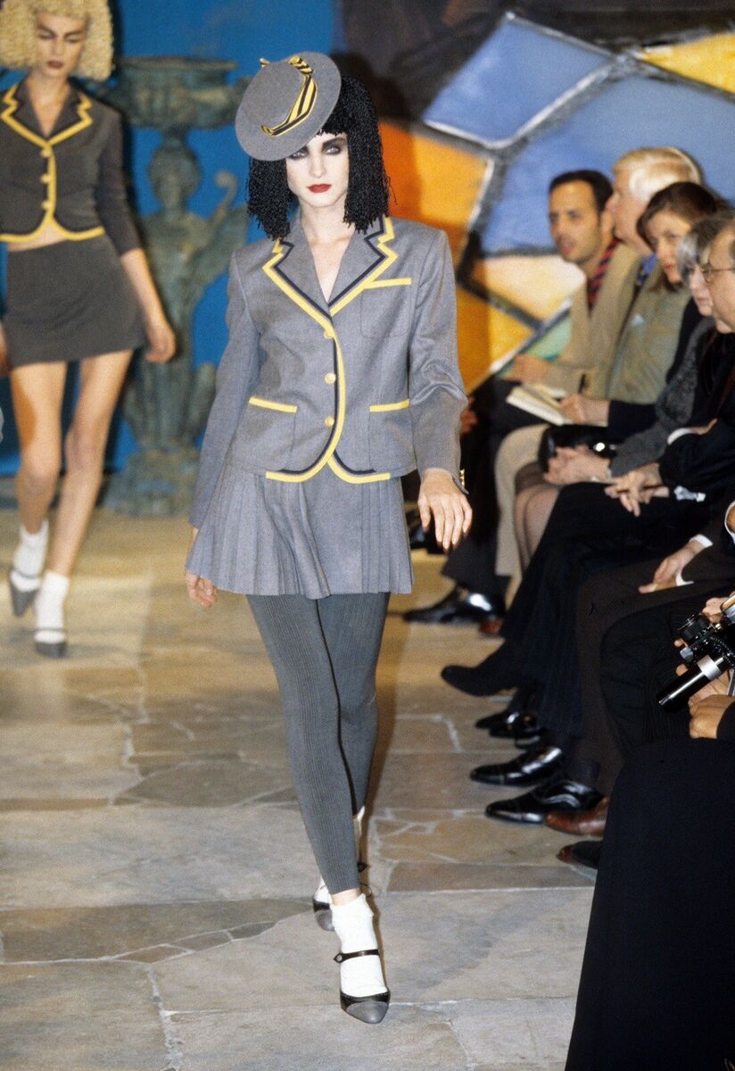 John Galliano Vintage Fall 1997 Grey Wool Schoolgirl Skirt John Galliano Vintage Fall 1997 Grey Wool Schoolgirl Skirt
