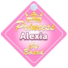 Crown Princess Alexia On Board Personalised Baby Girl Car Sign