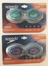  2 Speedo SEASTAR Swimming Goggles Teal, Purple Glitter Youth Age 6-14 Anti Fog