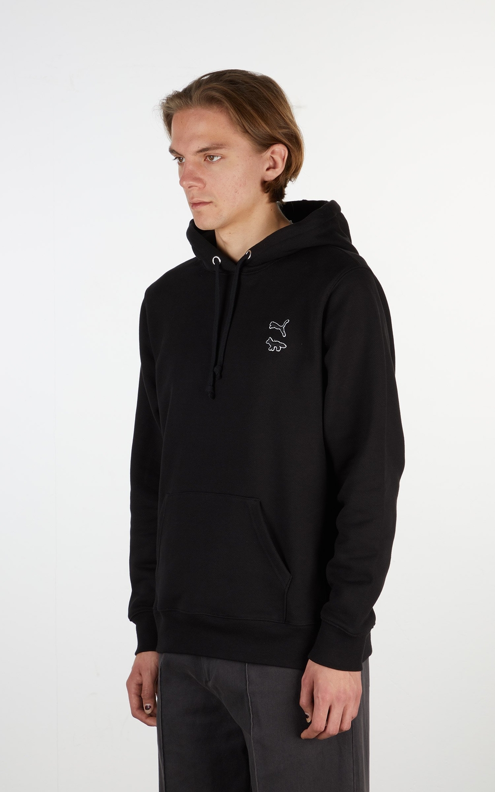 Puma x Maison Kitsune Hoodie Menu0026#039;s Black Sportswear Lifestyle  Sweatshirt Hoody | eBay