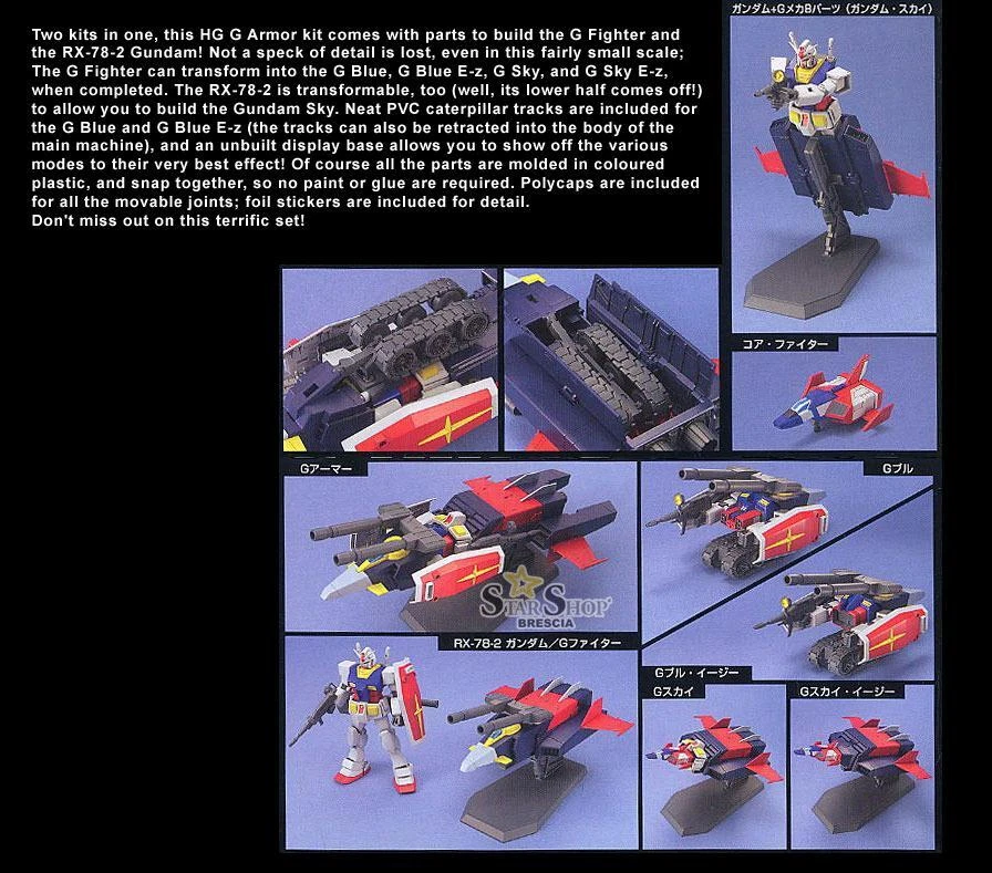 GUNDAM - 1/144 G Armor G-Fighter + RX-78-2 Model Kit HGUC # 050 Bandai - Immagine 3 di 3