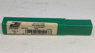 Precision Twist Drill S & D 1/2'' Shank High Speed Steel 47/64'' Made USA NOS