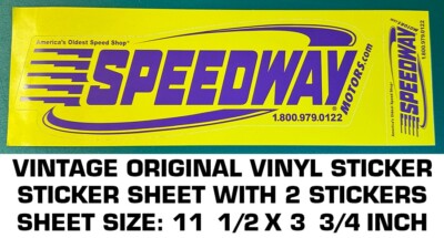 SPEEDWAY MOTORS SPEED SHOP - VINTAGE ORIGINAL VINYL DECAL STICKER SHEET - RACING