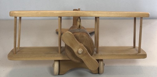 Avión biplano de madera hecho a mano, 14” de largo, 15” de ancho, 8” de alto - Imagen 2 de 5