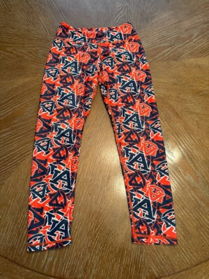 Auburn Tigers ZooZatz Youth Girls Medium Stacked Mascot Leggings Blue & Orange