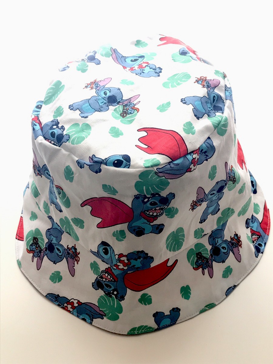 Stitch Reversible Bucket Hat White Blue Red | eBay