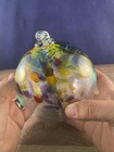 Large Hand Blown Glass Globe Hanging Ornament 5.25”Dia Multicolored End Of Day — photo 3