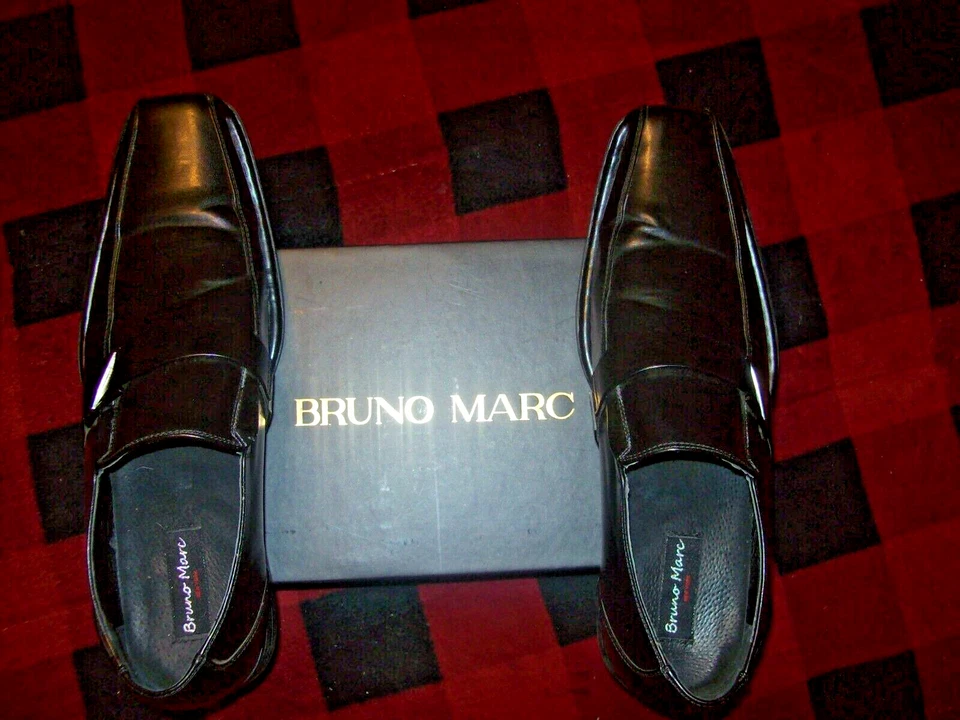 Zapatos mocasines de vestir forrados de cuero negro para hombre Bruno Marc Giorgio-3 talla 13 (D1) Foto 2 de 4