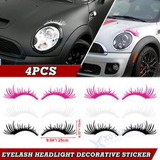 4pcs 3d 25x11cm Car Eyelashes Decal Sticker For Headlight Fog Light Universal