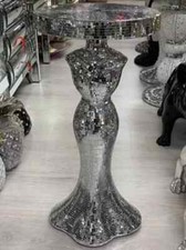 Silver Lady Full Mirrored Side Table Modern Plant Stands Bed Side Sparkle 63X33