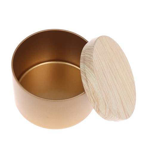 Candle Making Tinplate Empty Storage Jars Wood Grain Lids Cosmetic Pot Tea Box{ - Picture 14 of 15