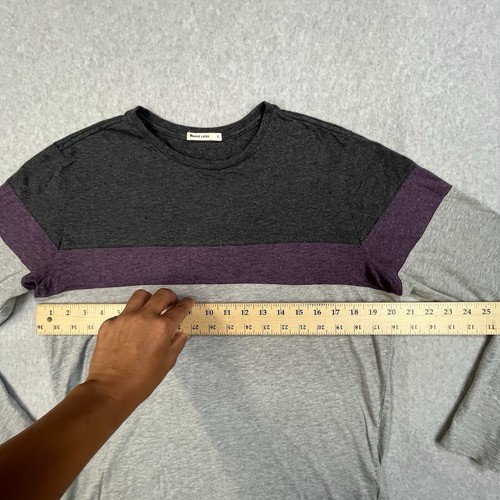 Marine Layer Jacob Crew Neck Long Sleeve Shirt Mens Small Colorblock Purple Gray - 第 7/11 張圖片