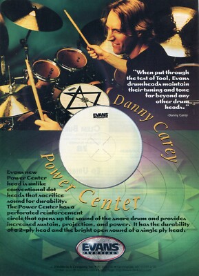 1999 Print Ad of Evans Drumheads w Danny Carey of Tool