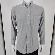 Vintage 1980s Sears Roebuck  Co. Light Gray Button-Down Shirt 16 32/33 
